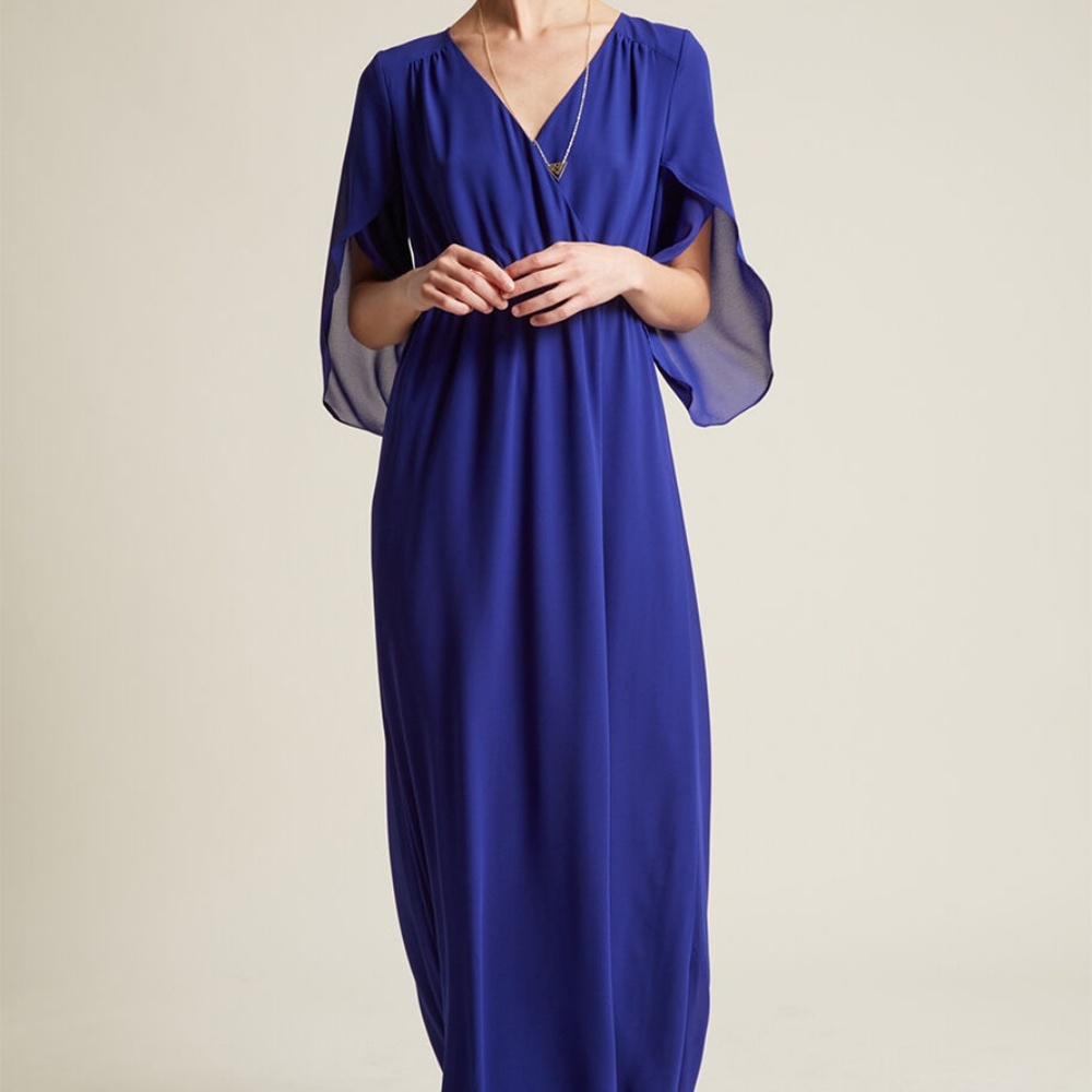 Modcloth Chiffon Maxi Dress in Cobalt